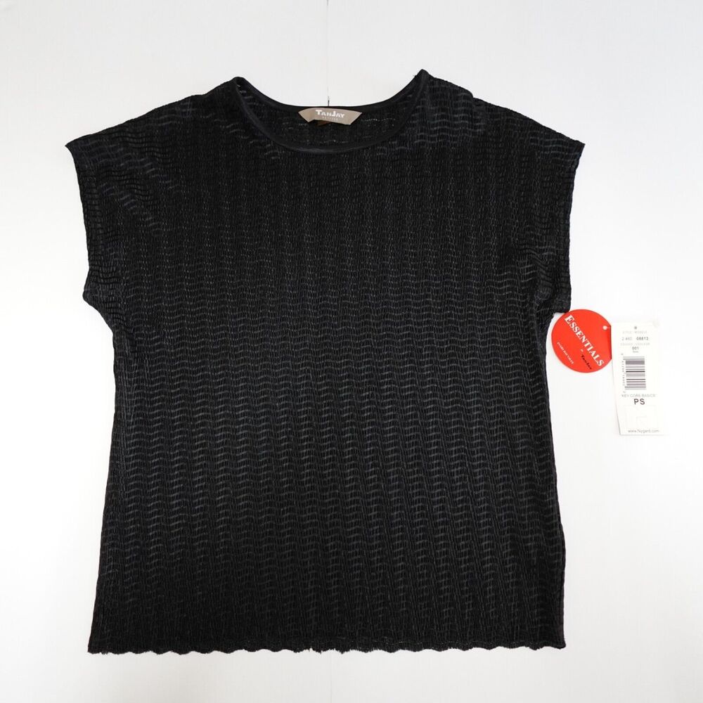 TanJay | Women' Sheer Black Shirt Size Petite Small | Essentials by Tan Jay Top